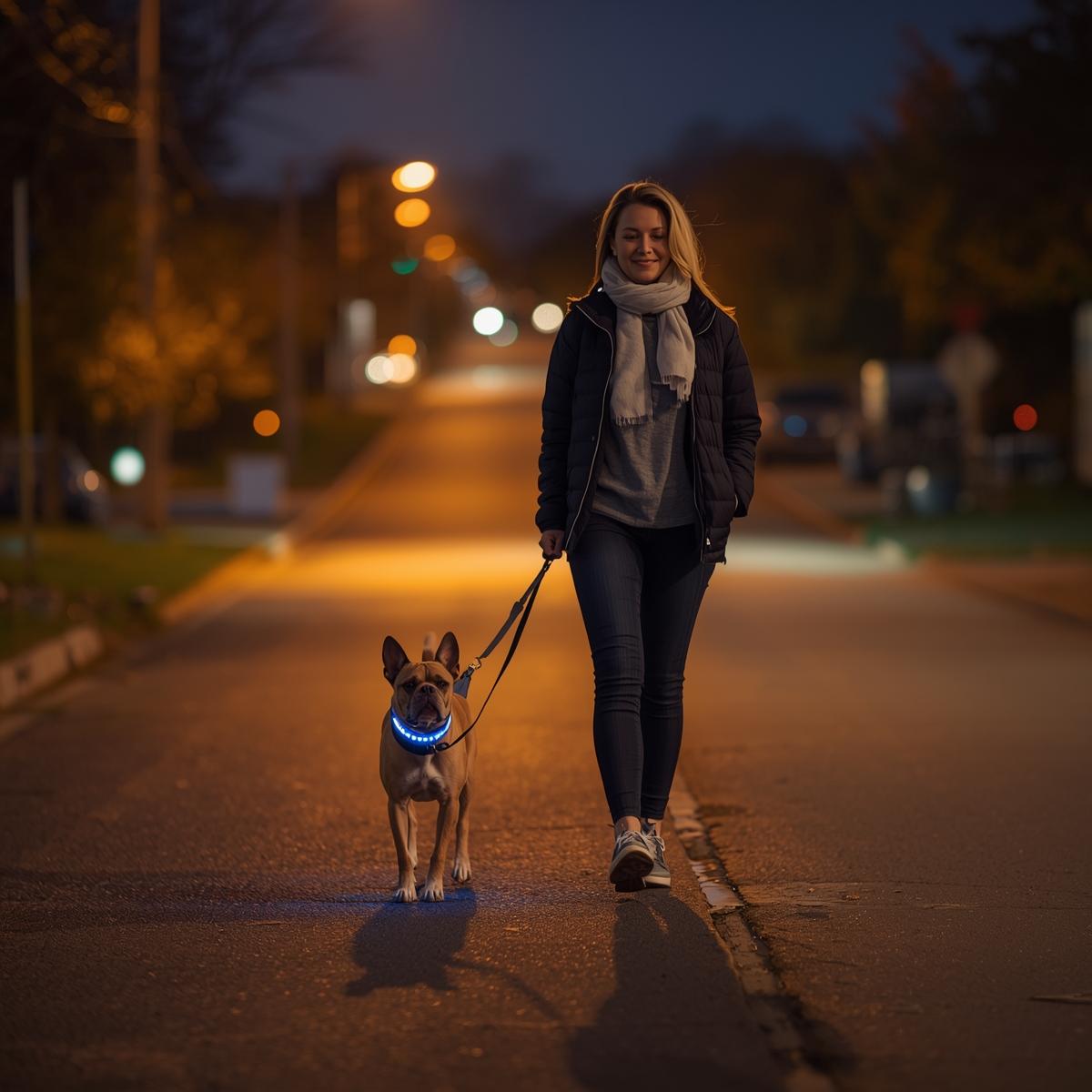 LED Dog Collar — Rechargeable, Night-Safe Design (Royal Blue Large