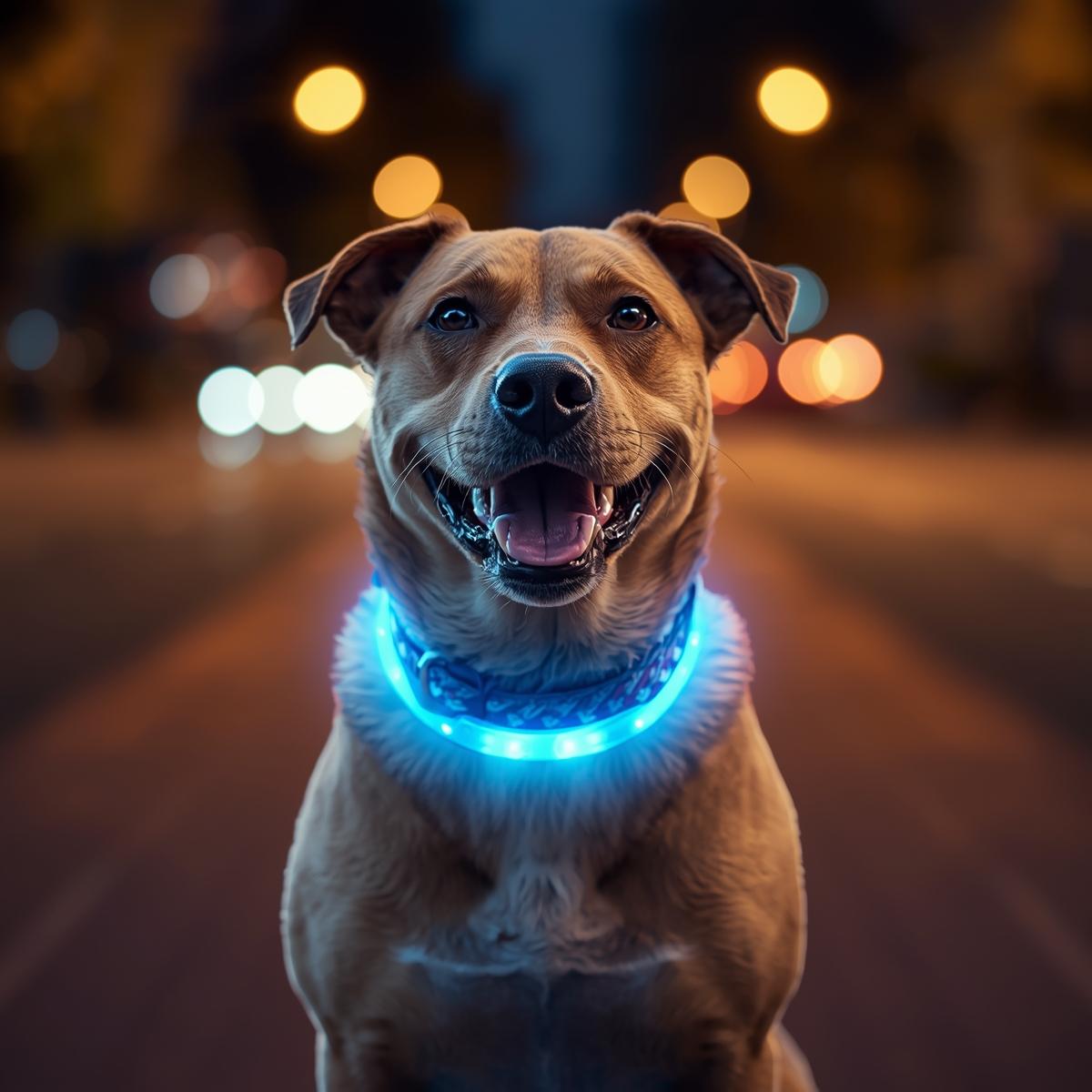 LED Dog Collar — Rechargeable, Night-Safe Design (Royal Blue Large