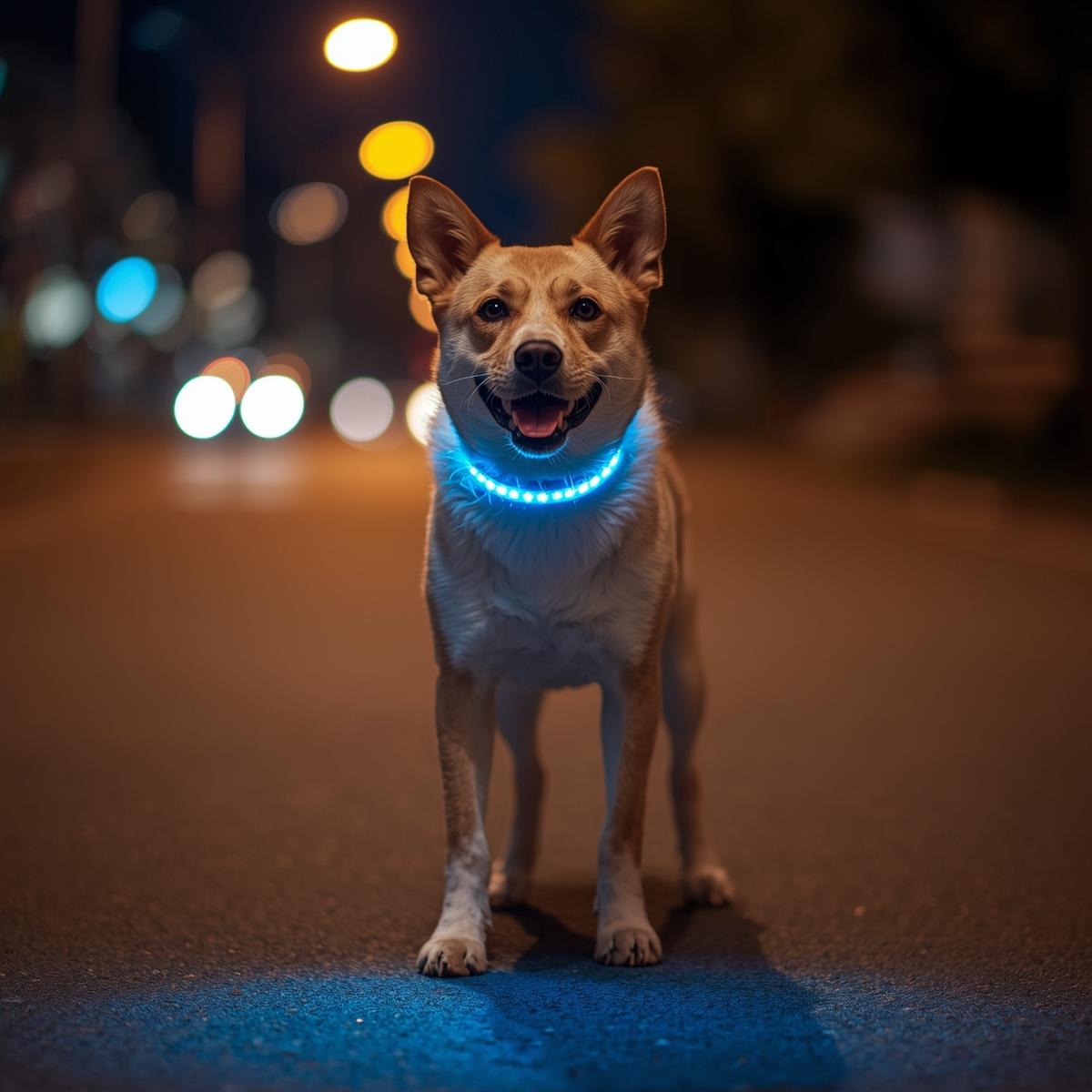 LED Dog Collar — Rechargeable, Night-Safe Design (Royal Blue Large